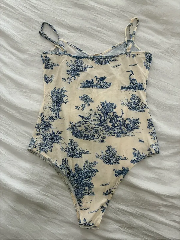 Cider Cream and Navy Toile One-Piece - Image 3