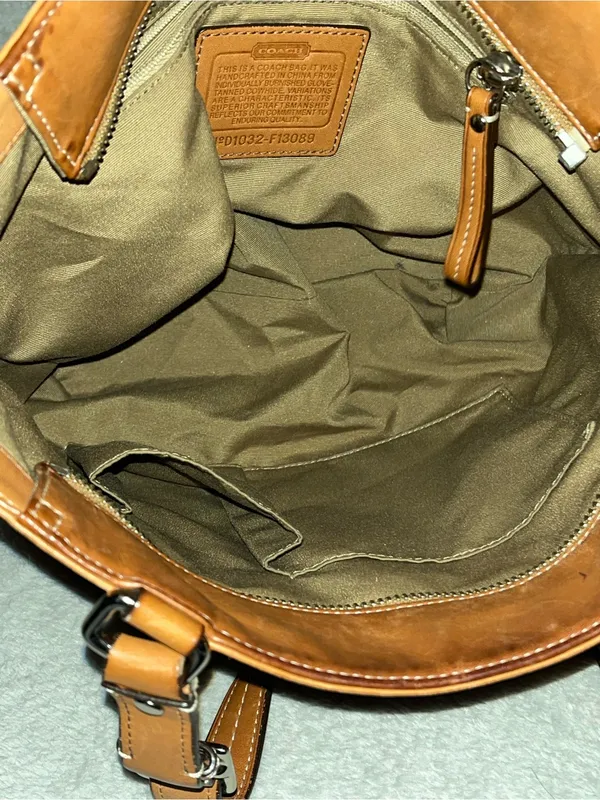Coach Hamilton (or Hampton-style) cognac/tan leather tote bag with silver-tone - Image 11