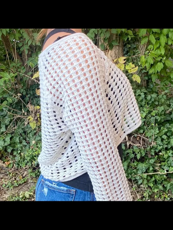 Wild Fable White Crochet Open-Knit Women's Sweater Womens Large - Image 6