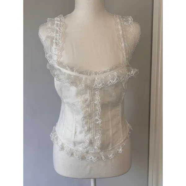 NWT Heartloom Romi Top White Lace Corset Side Zip Size Medium - Image 3
