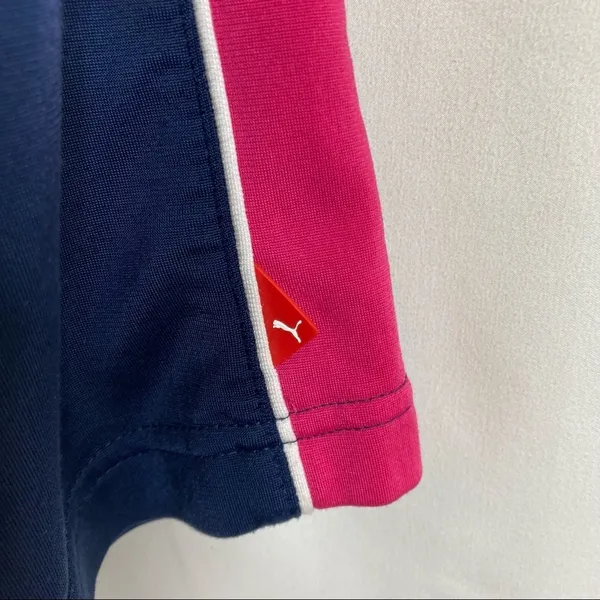 Puma Navy Pink Stripe Track Pants Elastic Waist 100% Polyester Womens Small - Image 5