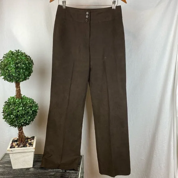 Sandro Brown Faux Suede Wide Leg Trouser Pants 6 - Image 2