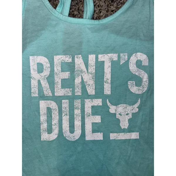 Under Armour Project Rock "Rent's Due" tank top light blue aqua XS women’s nwot - Image 3
