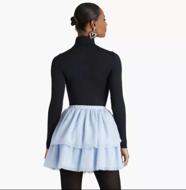 Hill House The Clara Tulle Tiered Dotted Mini Skirt Powder Blue Women Small - Image 13