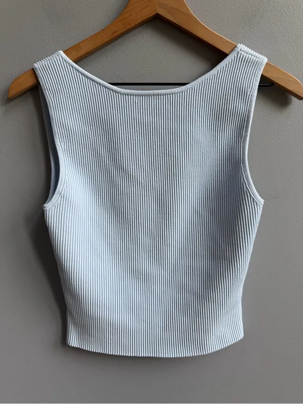 Aritzia Babaton Sculpt Knit Leading Top in Glacier Ice Blue Medium Low Back Tank - Image 5