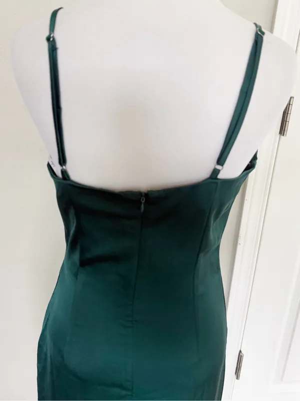 Lulu’s Hollywood Woman Forest Green Satin Midi Dress Size Small - Image 5