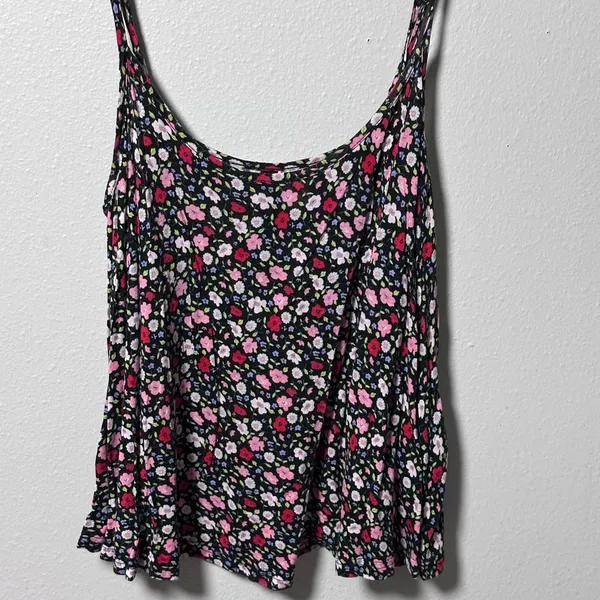 Divided by H&M Women Floral Black Top Spaghetti‎ strap size 6 - Image 2