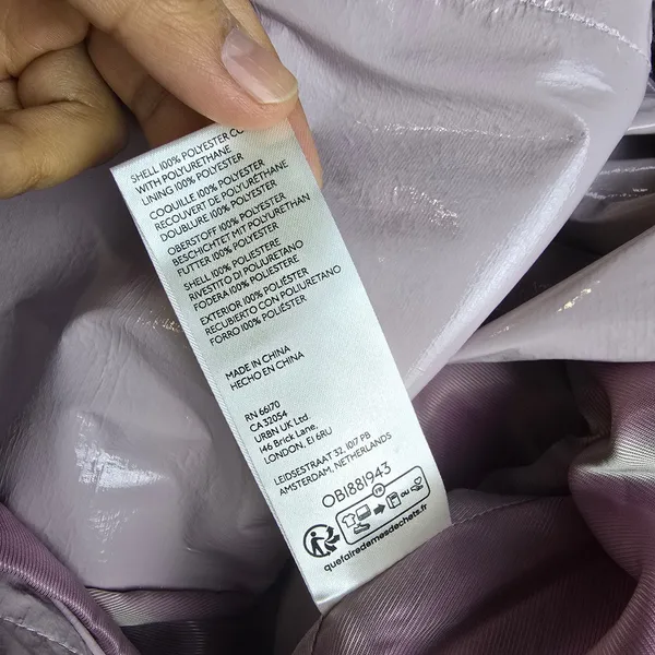 Maeve Anthropologie Lilac Lavender Faux Patent Leather Glossy Trench‎ Coat Large - Image 8