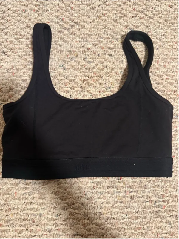 KITH Laila Double Scoop Black Sport Lounge Bra Logo Tape- Size Medium - Image 8