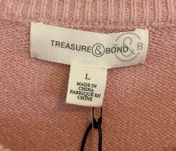 Treasure & Bond Pink Slit Side Oversized Sweater. Size Large. NWT - Image 3