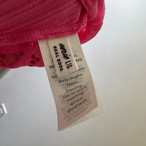 Aerie Hot Pink Ribbed Crop‎ Cami Back Floral Lace Detail Bralette Top - Image 5