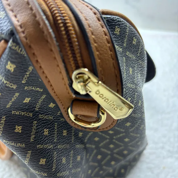 Bosalina y2k monogram bowler satchel bag Black/Tan classic print preppy casual - Image 4