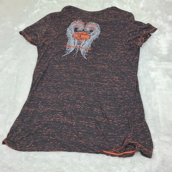 Harley Davidson‎ Short Sleeve T-Shirt Black/orange Washout Size 2XL Lafayette IN - Image 10