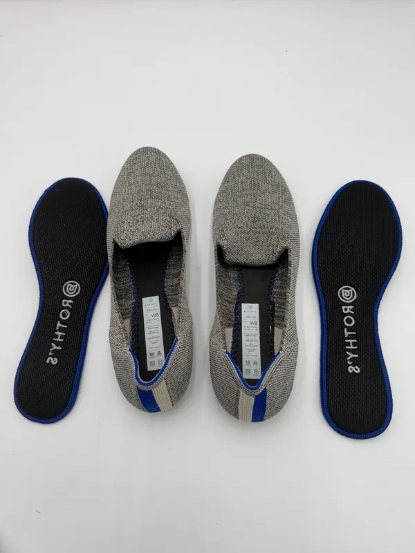 Rothy’s Women’s Size 8 Gray Knit Loafers Flats Blue Stripe Washable Shoes - Image 6