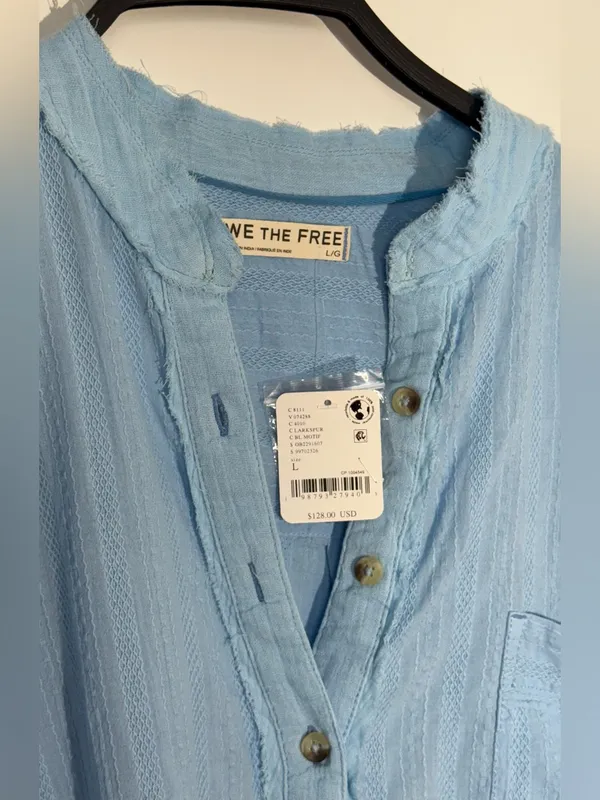 NWT We The Free Light Blue Striped Button-Up Shirt - Image 12