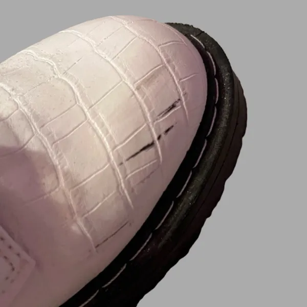 True Craft Women’s White Crocodile Faux Leather Combat Boots - Image 7
