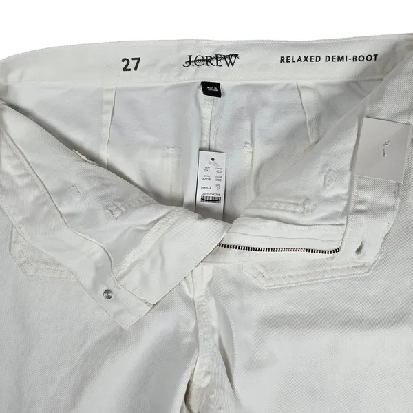 J. Crew Sailor mid-rise relaxed demi-boot‎ jean in white 27 BZ728 NWT - Image 5