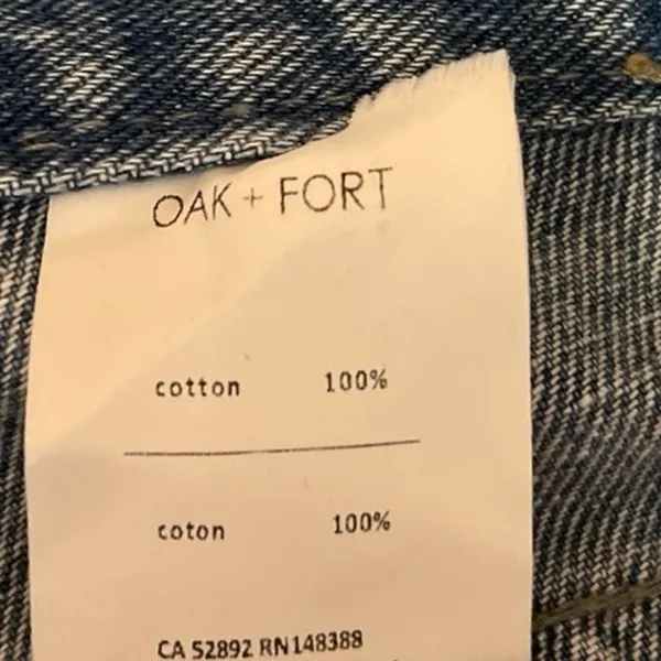 Oak + Fort Blue 100% Cotton High Rise Light Wash Cropped Wide Leg Jeans Size S - Image 5