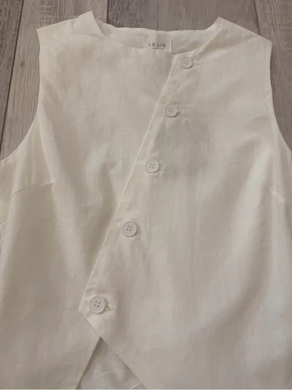 Anthropologie NWT Le Lis Luana Asymmetrical Cotton Minimalistic Neutral Top size xs - Image 8