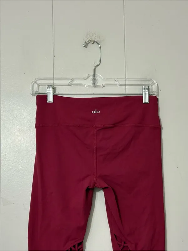 Alo Yoga Entwine High Rise Leggings Red Criss Cross Cutout Size Small S - Image 8