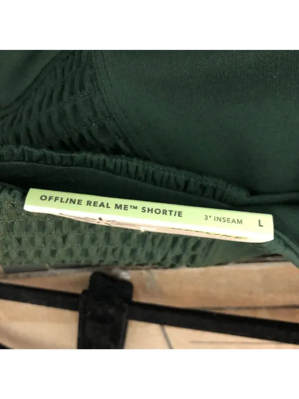 Offline By Aerie Real Me Shortie Green High-Rise Womens Shorts Size L - Image 3