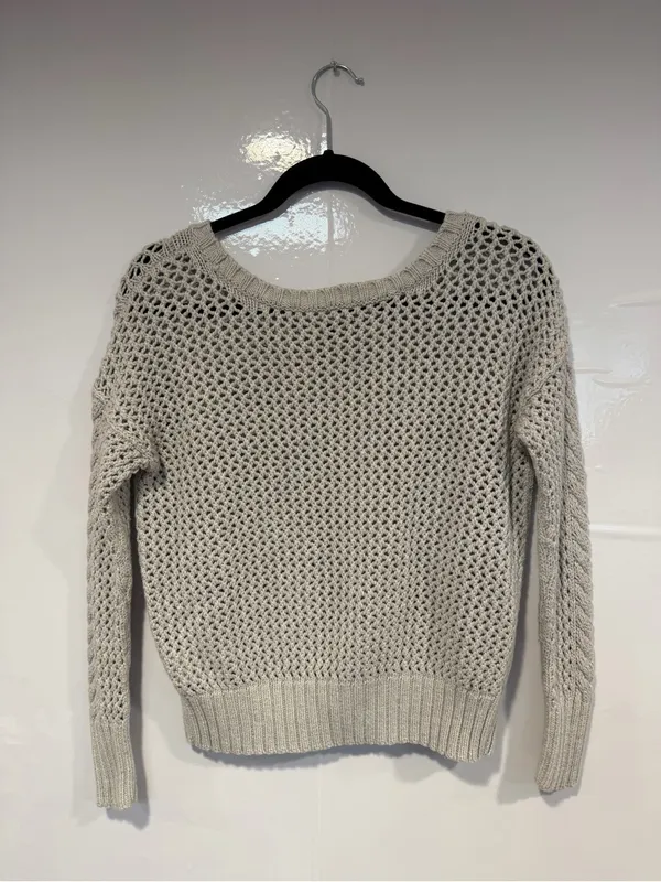 American‎ Eagle Cable Knit Sweater Crewneck - grey - Image 3