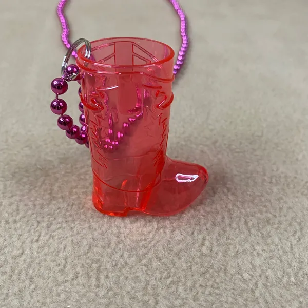Pink Cowboy Boot Charm Necklace Fun Fiesta Party‎ Accessory Plastic Shot Glass - Image 5
