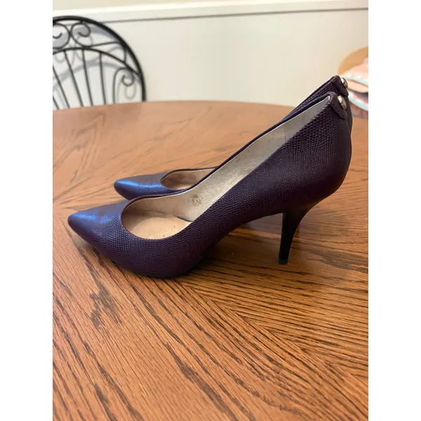 Michael Michael Kors Plum Lizard Embossed Pointed Toe Pumps Purple Heels 7.5M‎ - Image 5