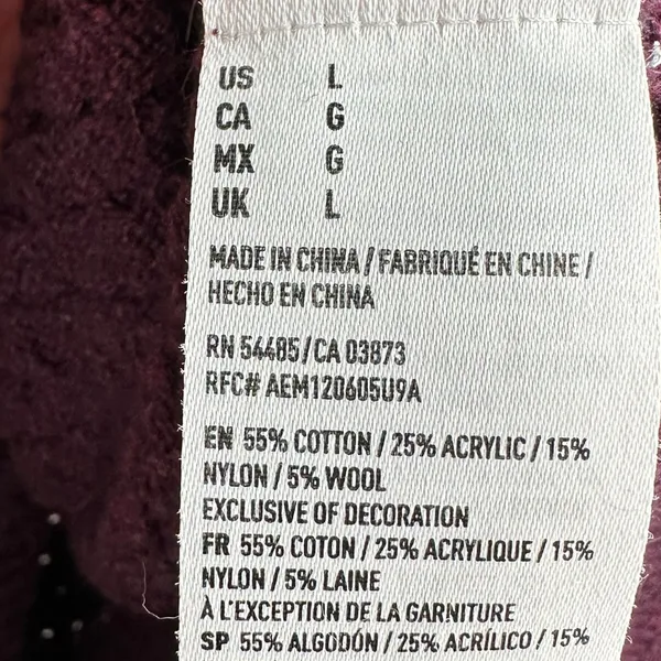 American Eagle Textured Knit Sweater Women’s Large‎ Burgundy Crewneck Pullover - Image 7