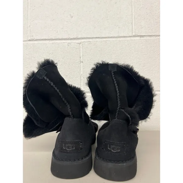 UGG as is Sz 8 Syden Black Suede Sheepskin Cuffable Boots 1120702 buckle ankle - Image 2
