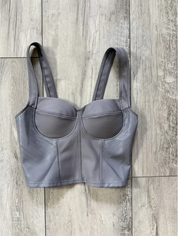 Alo Yoga Airlift Winter Warm Mob Wife Faux Leather Cropped Supermoto Tank small - Image 2