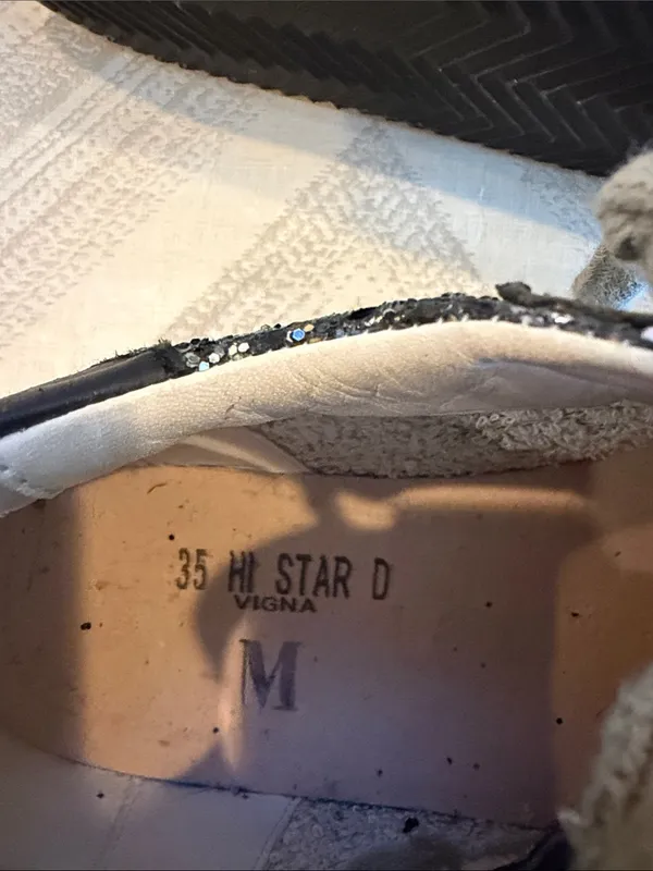Golden Goose Deluxe Brand Hi Star Sneakers Size 35 Silver Glitter Gray Suede B - Image 4