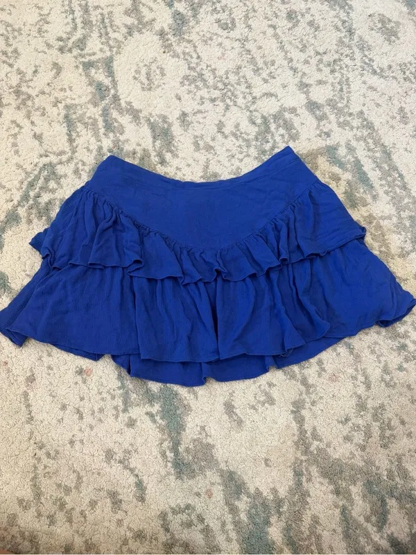 Superdown Becky Ruffle Tier Skirt Cobalt Blue Mini M - Image 3