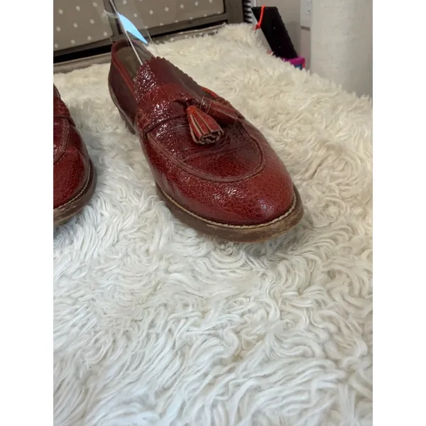 J.Crew Oxblood Red Cracked Patent Leather Tassel Loafers Made in Italy Sz 7.5 - Image 5