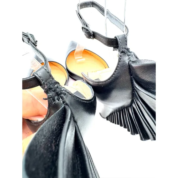 Christian Louboutin Black Fadonna Ruffle Wing Heels Pumps EU 36 - Image 11
