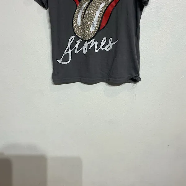Rolling Stones Gray Leopard Tongue Graphic Short Sleeve Tee Sz M - Image 4