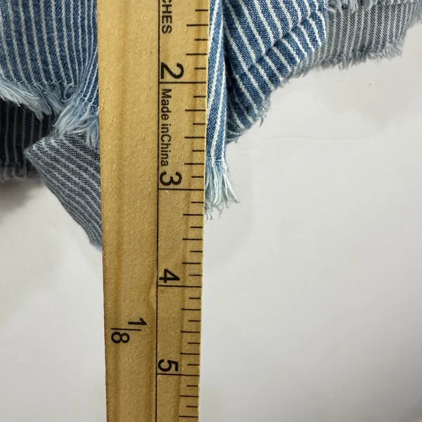 Aerie Striped Denim Drawstring‎ Shorts Light Wash Beachy Boho Coastal Cowgirl - Image 3