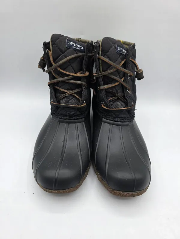 Sperry Women's Saltwater Quilted Duck Boot Size Waterproof Black Slip On Boots - Image 3
