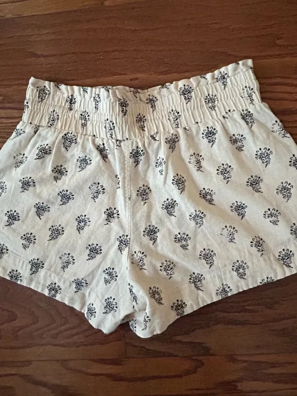 A New Day Linen Blend Paperbag Waist All Over Print Shorts Size XS Boho - Image 8