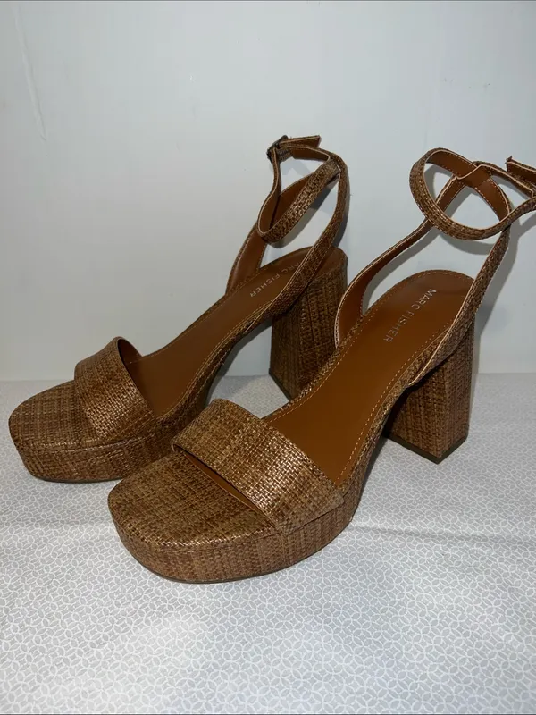 Marc Fisher Brown Woven Platform Block Heels - Image 3