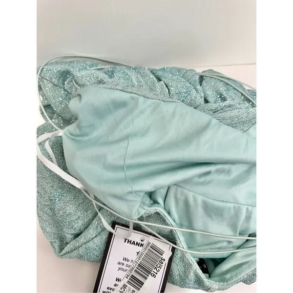 B Darlin Gown Size Small Green Mint Open‎ Back Side Slit Spaghetti Strap - Image 11
