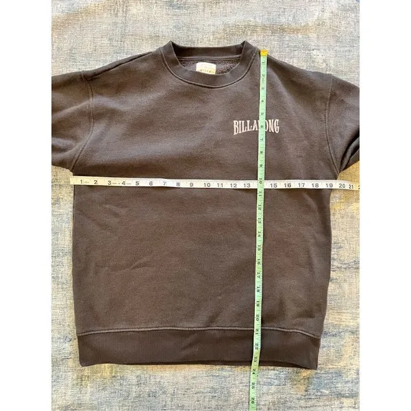 Billabong Dark Charcoal Gray Pink Yellow Name Logo Graphic Sweatshirt S - Image 6
