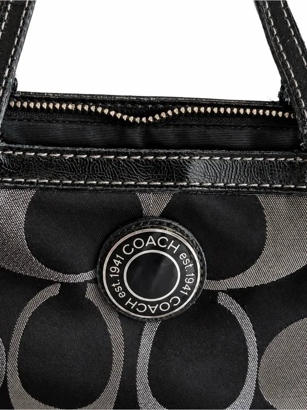 Coach Signature Black & Silver Jacquard Tote Bag – Style F20429 - Image 8