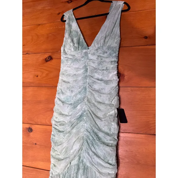 NWT Lulus Jamie Mint Green Floral Mesh Sheer Hem Maxi Dress Gala Banquet Sz L - Image 4