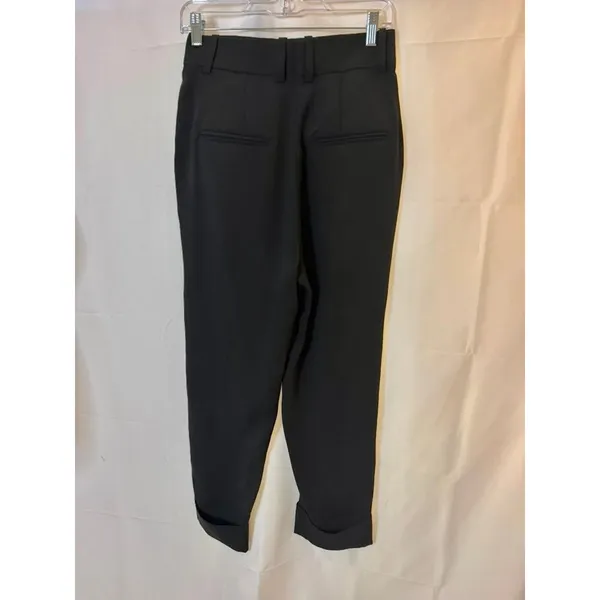 COS Black High Rise Pleated Cuffed Trousers Size 4 Minimalist Career Wear - Image 3