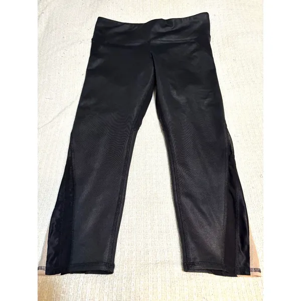 Alo Yoga Black Cropped Leggings Mesh Panel Athletic Capri Pants Women’s S/M - Image 4