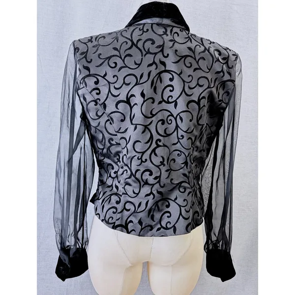 Vintage J.R. Nites Caliendo Black Velvet Shawl Collar Evening‎ Jacket fits 8-10 - Image 8