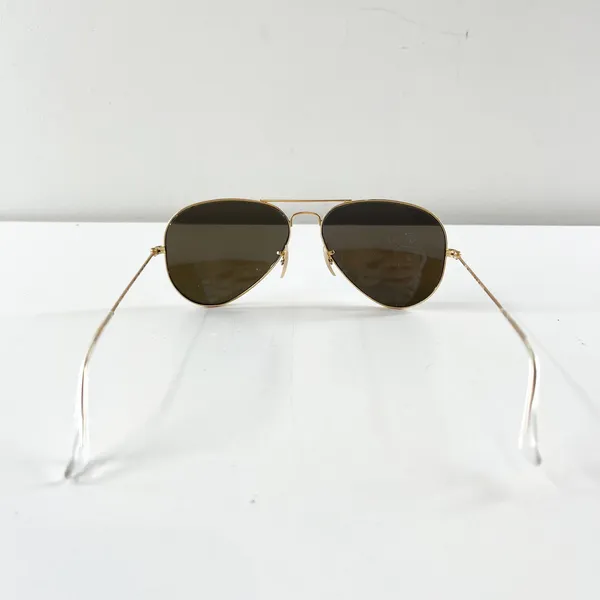 Ray-Ban Gold Metal Frame Aviator Sunglasses - Image 5