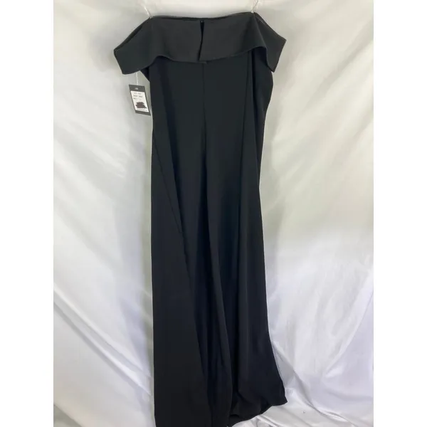 NWT Marina Long Strapless Crepe Dress Black Size Large - Image 6