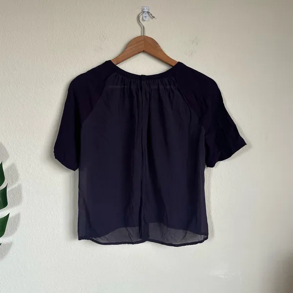 Aritzia Babaton Purple Silk Split Back Blouse - Image 8